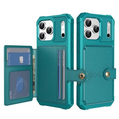 Magnetic Leather Phone Wallet Case - Green