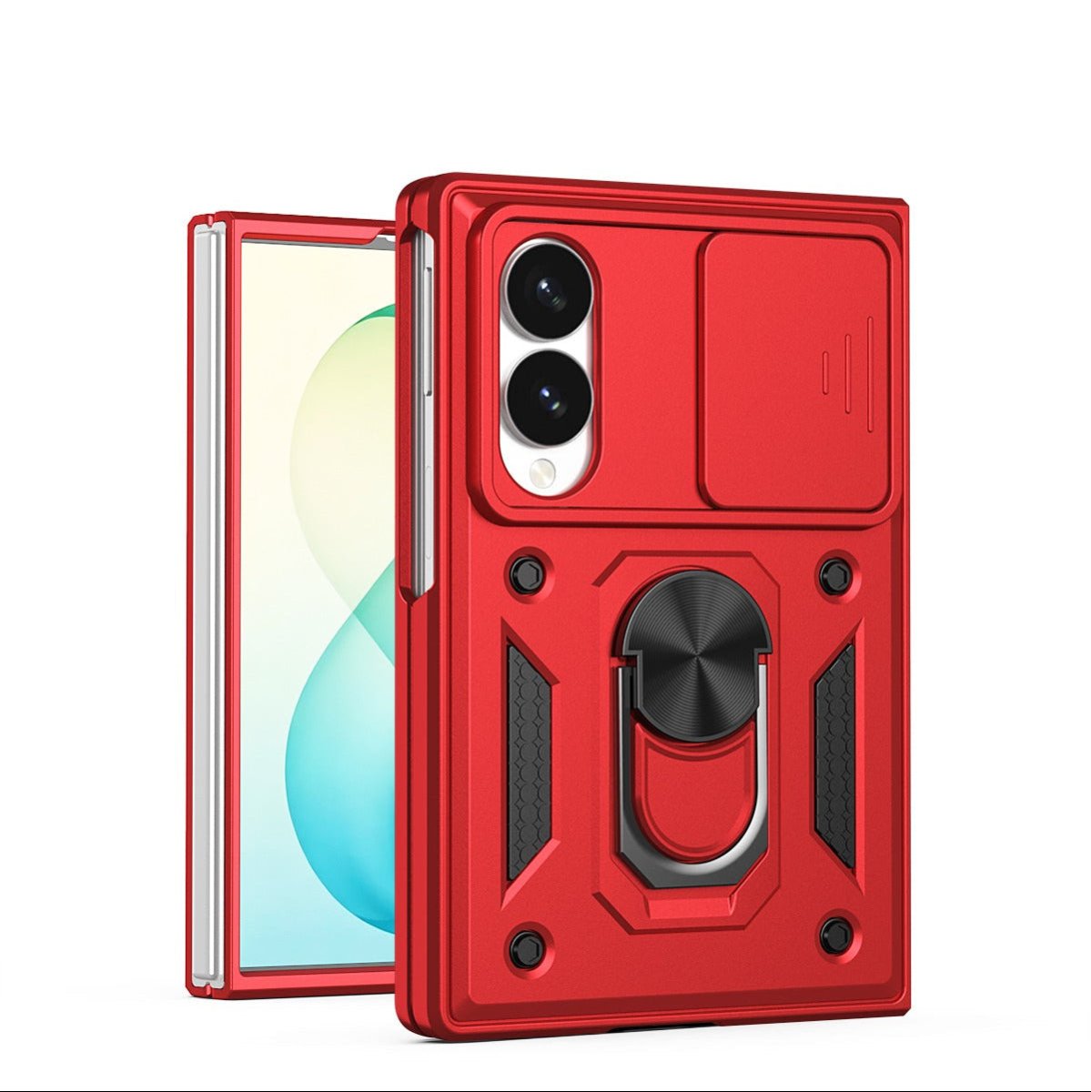 Magnetic Shockproof Case With Camera Cover For Samsung Z Fold - Red