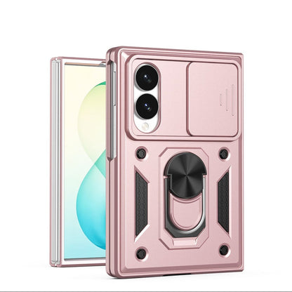 Magnetic Shockproof Case With Camera Cover For Samsung Z Fold - Rose Gold