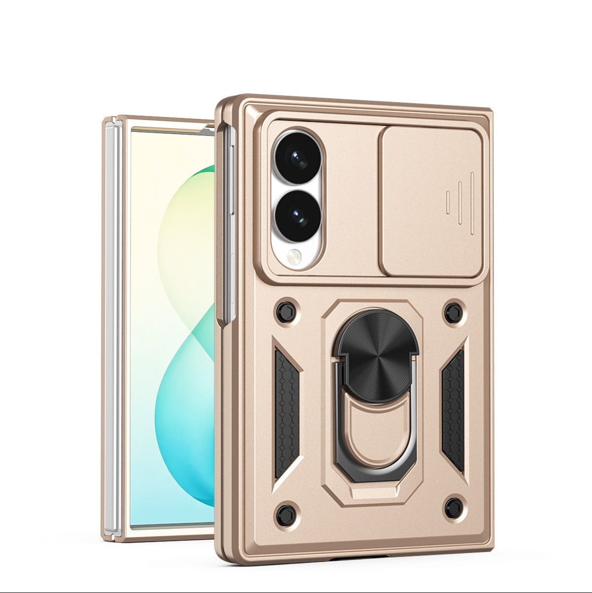 Magnetic Shockproof Case With Camera Cover For Samsung Z Fold - Gold