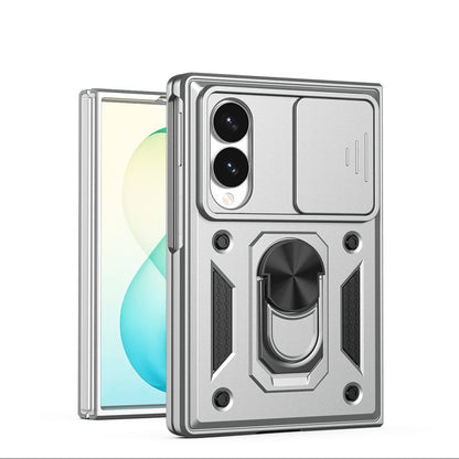 Magnetic Shockproof Case With Camera Cover For Samsung Z Fold - Silver