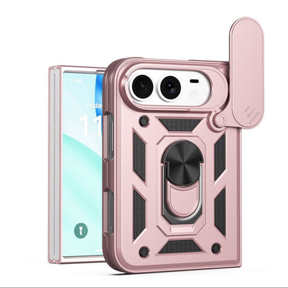 Magnetic Shockproof Phone Case With Camera Cover - Rose Gold