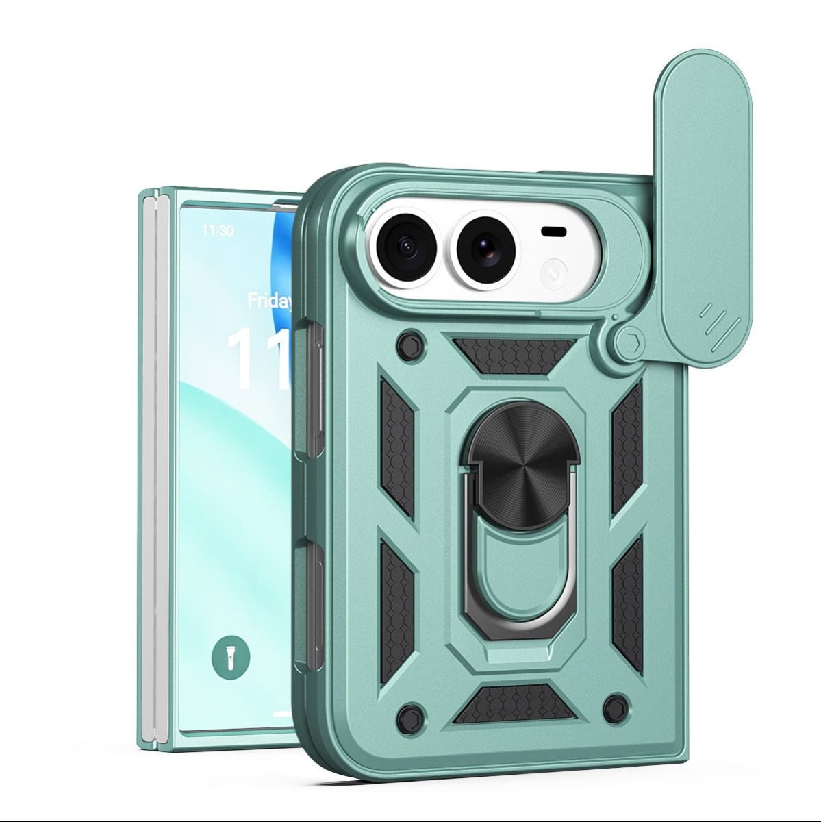 Magnetic Shockproof Phone Case With Camera Cover - Midnight Green