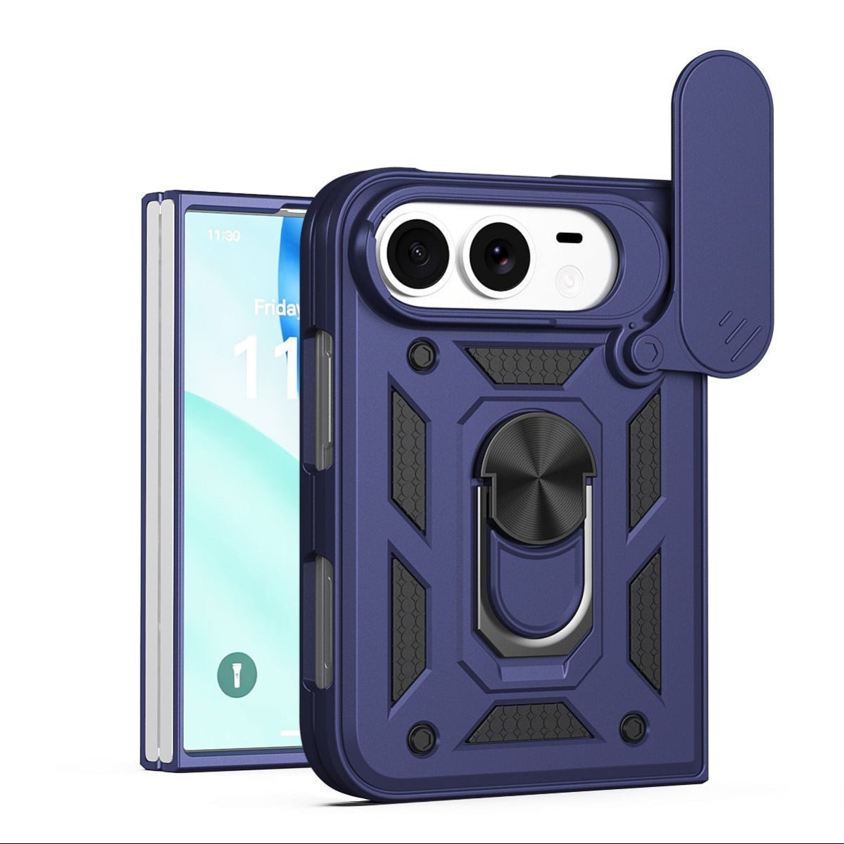 Magnetic Shockproof Phone Case With Camera Cover - Blue