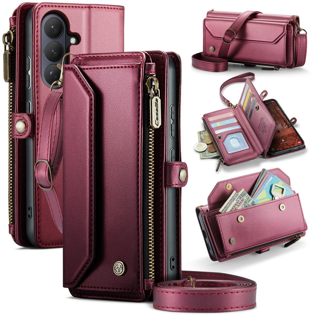RFID Crossbody Leather Wallet Case For Samsung Galaxy