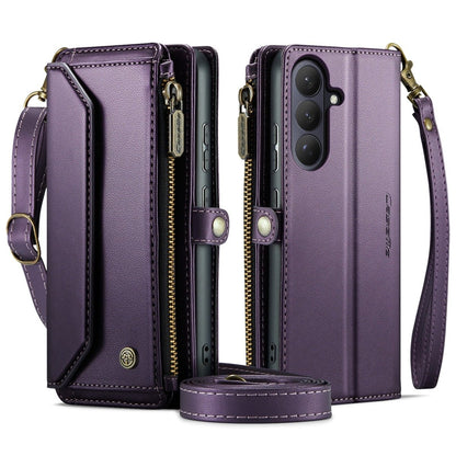 RFID Crossbody Leather Wallet Case For Samsung Galaxy - Purple