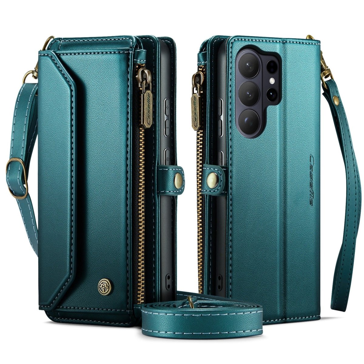 RFID Crossbody Leather Wallet Case For Samsung Galaxy - Teal