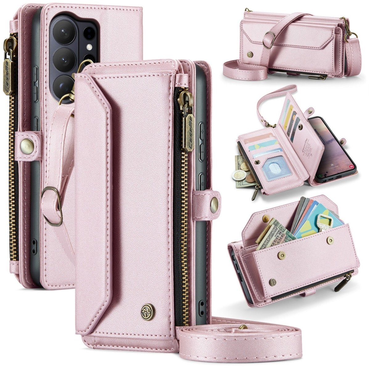 RFID Crossbody Leather Wallet Case For Samsung Galaxy