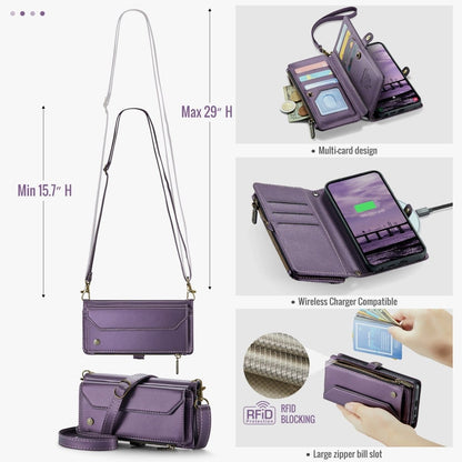 RFID Crossbody Leather Wallet Case For Samsung Galaxy