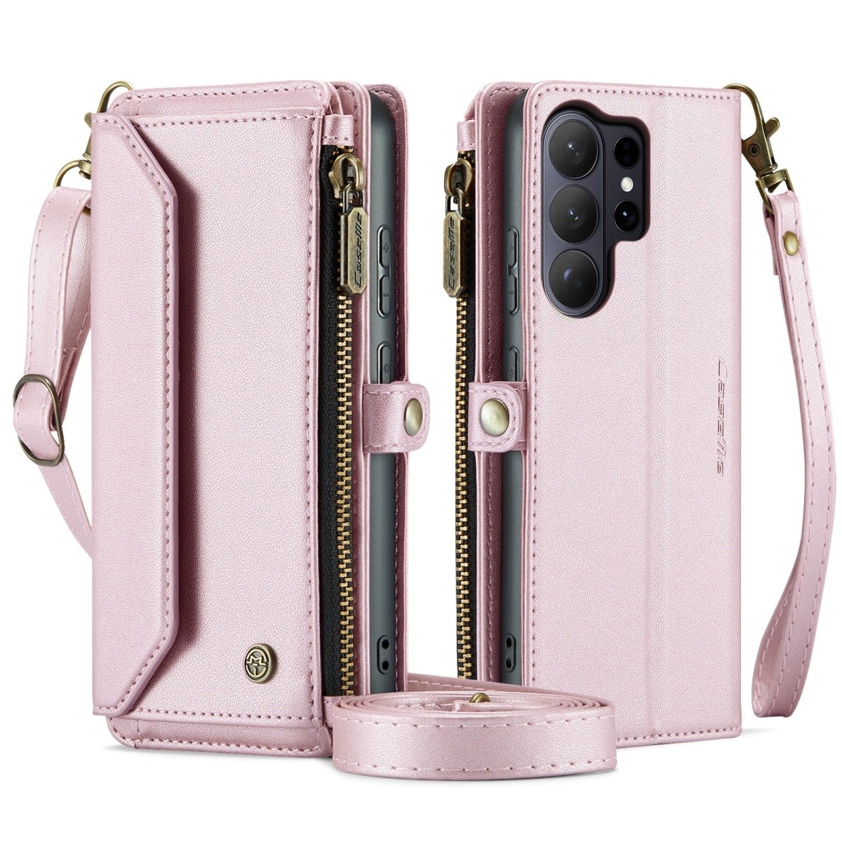 RFID Crossbody Leather Wallet Case For Samsung Galaxy - Pink