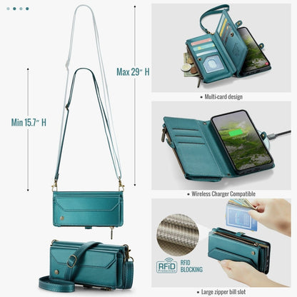 RFID Crossbody Leather Wallet Case For Samsung Galaxy