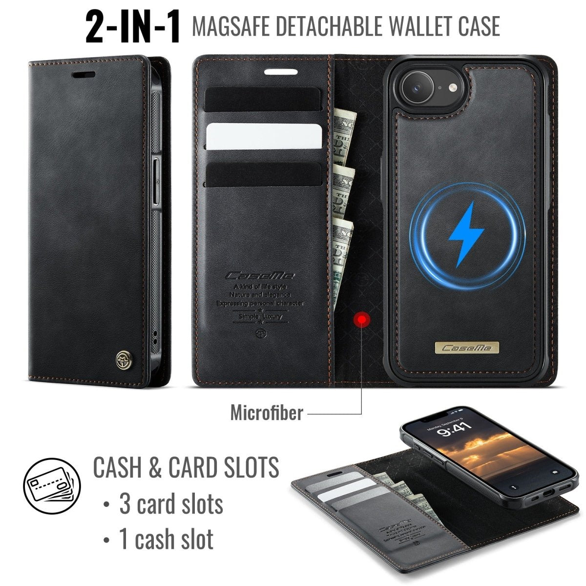 RFID Detachable Leather Card Holder Phone Case
