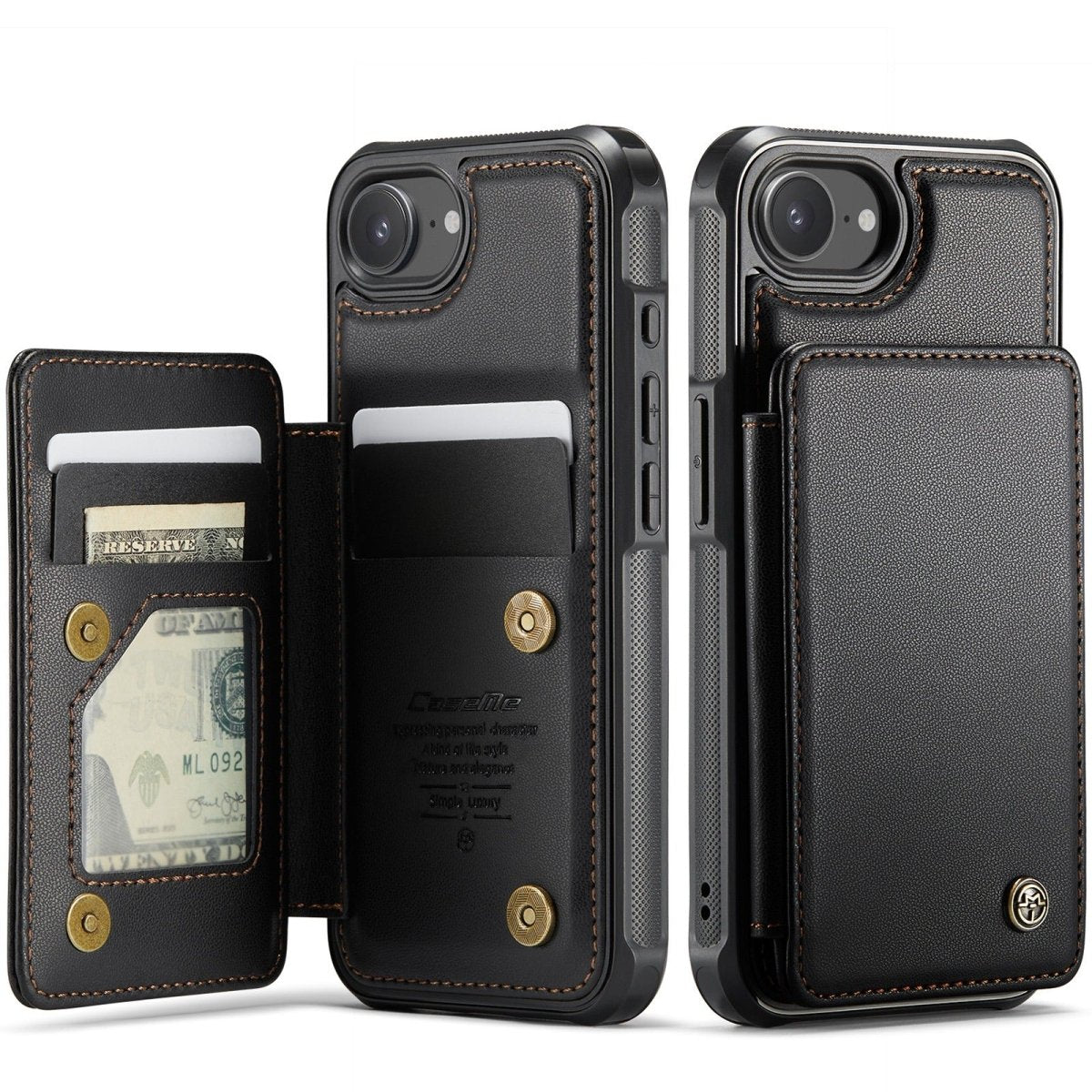 RFID Flip Leather Wallet Phone Case - Black