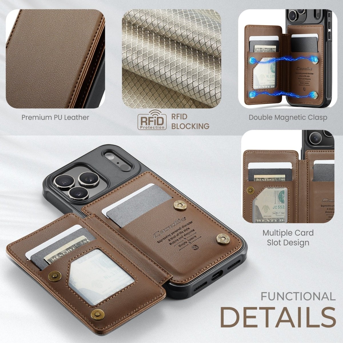 RFID Flip Leather Wallet Phone Case