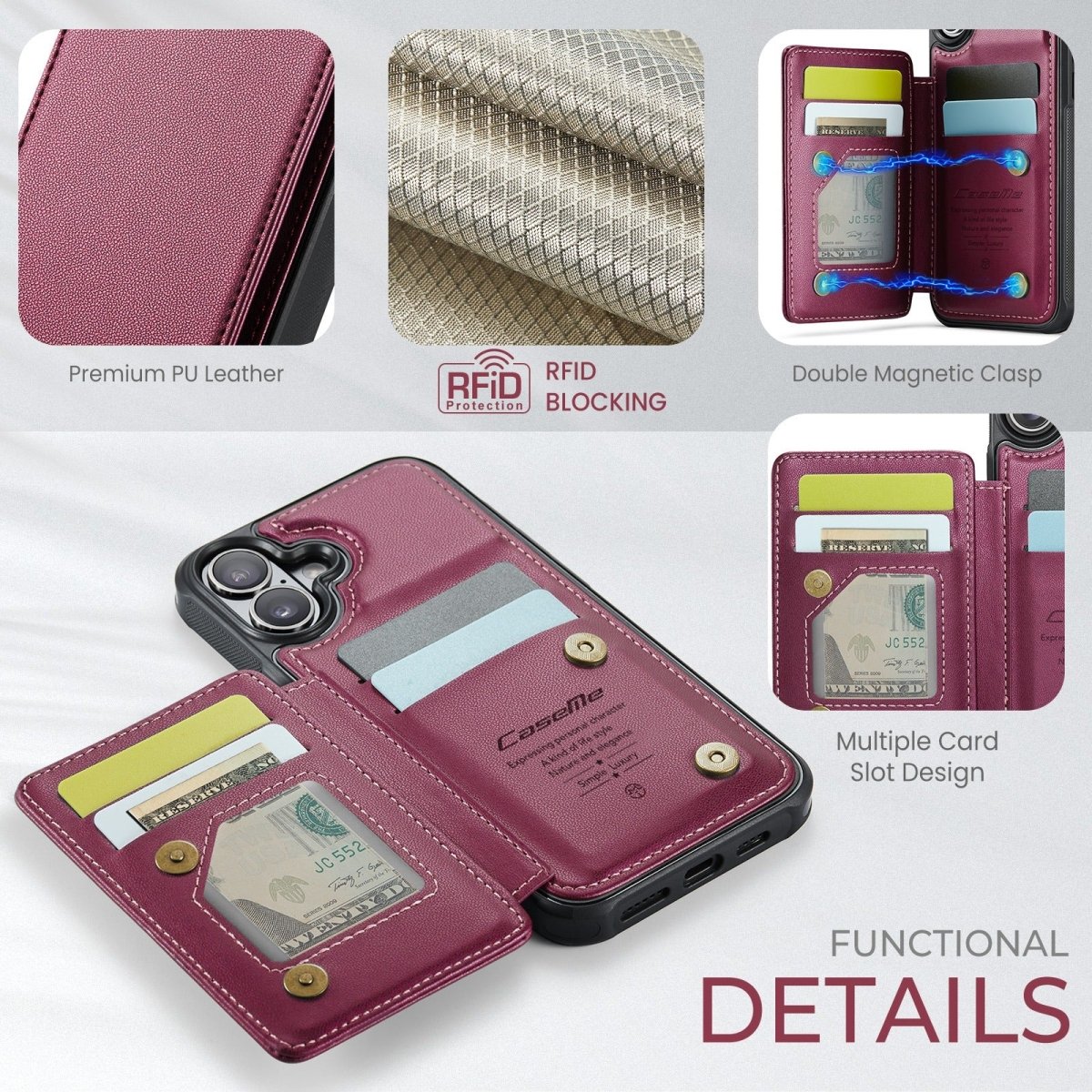 RFID Flip Leather Wallet Phone Case