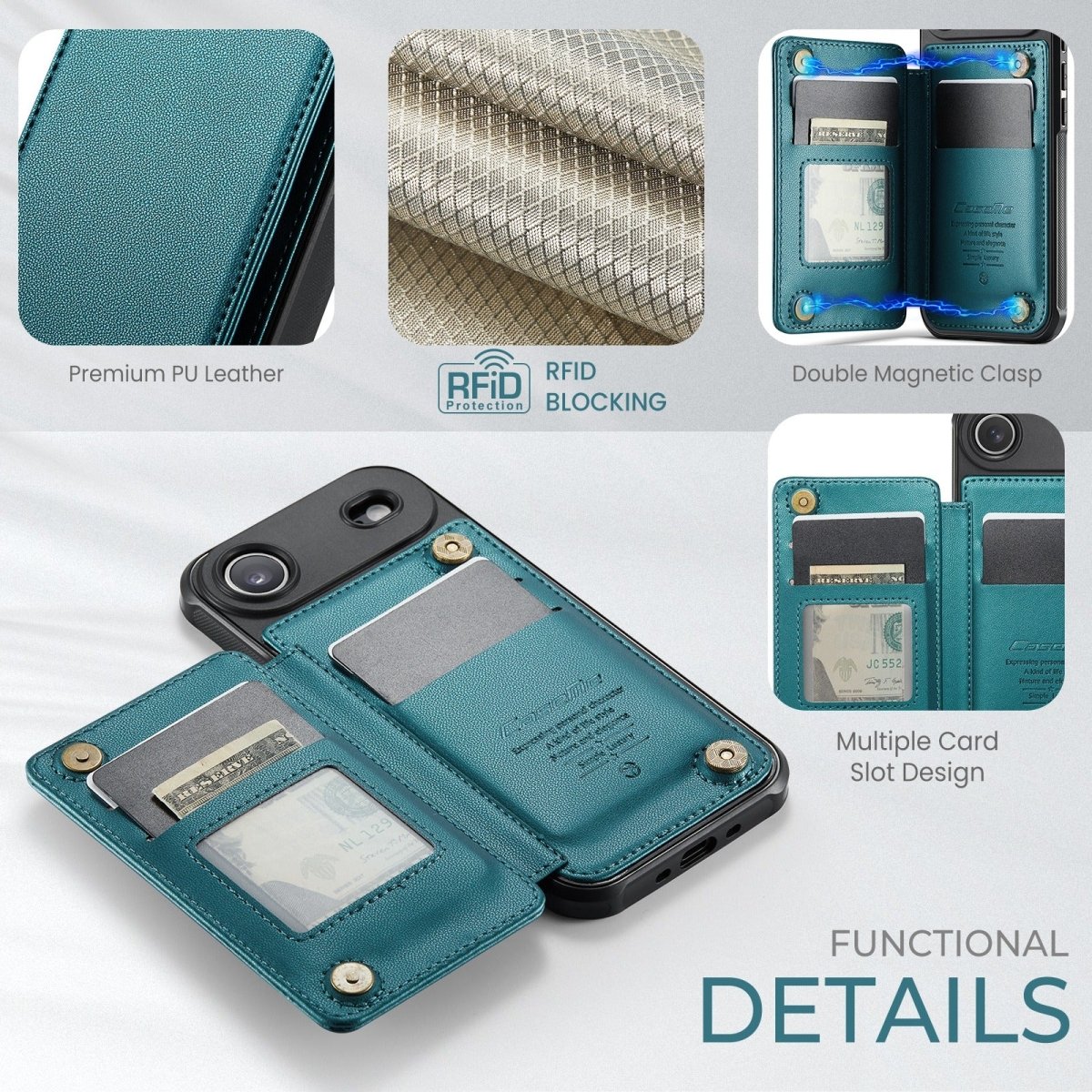 RFID Flip Leather Wallet Phone Case