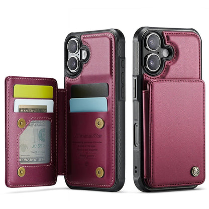 RFID Flip Leather Wallet Phone Case - Wine Red