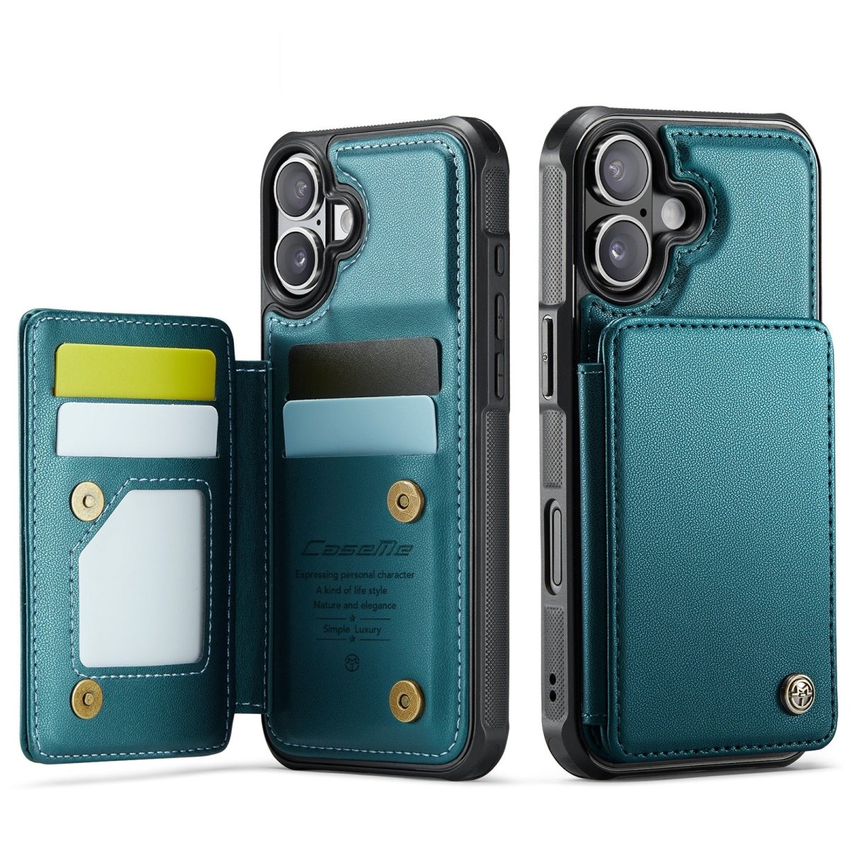 RFID Flip Leather Wallet Phone Case - Teal