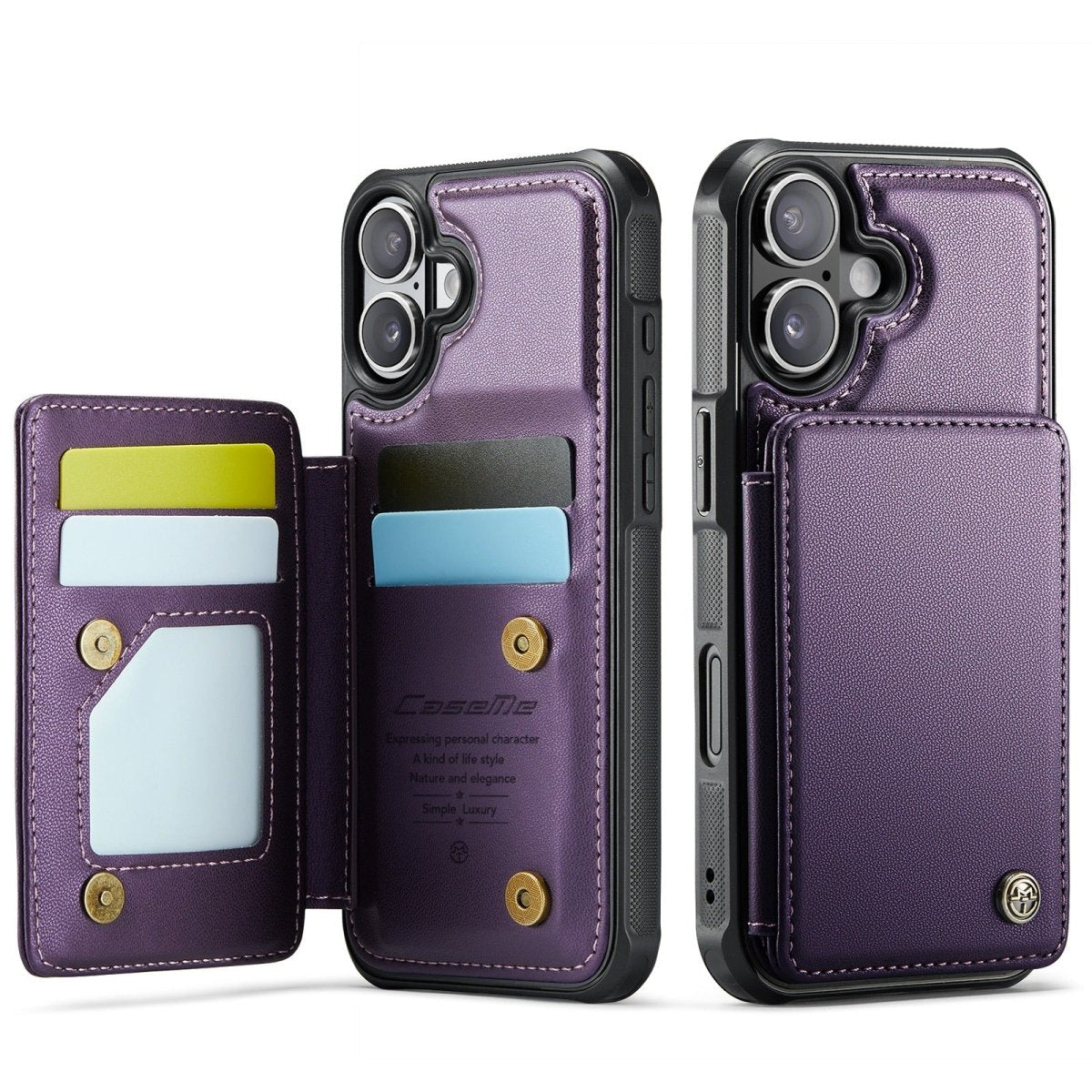 RFID Flip Leather Wallet Phone Case - Purple