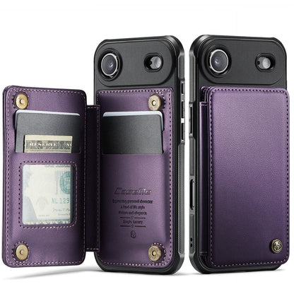 RFID Flip Leather Wallet Phone Case - Purple