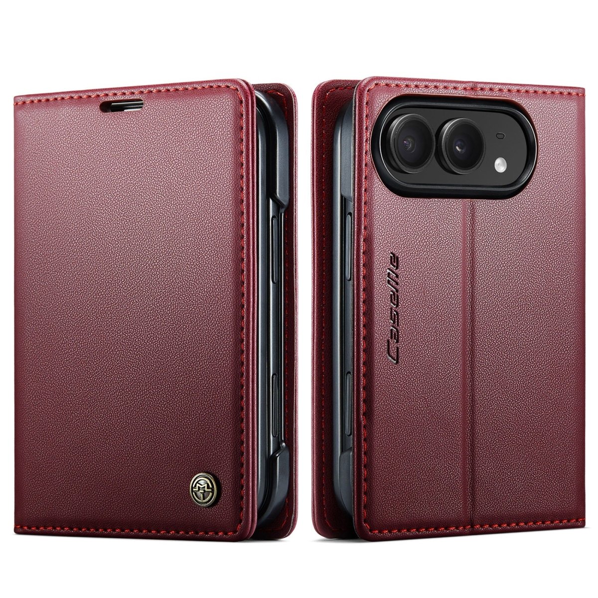 RFID Leather Card Holder Phone Case - Wine Red
