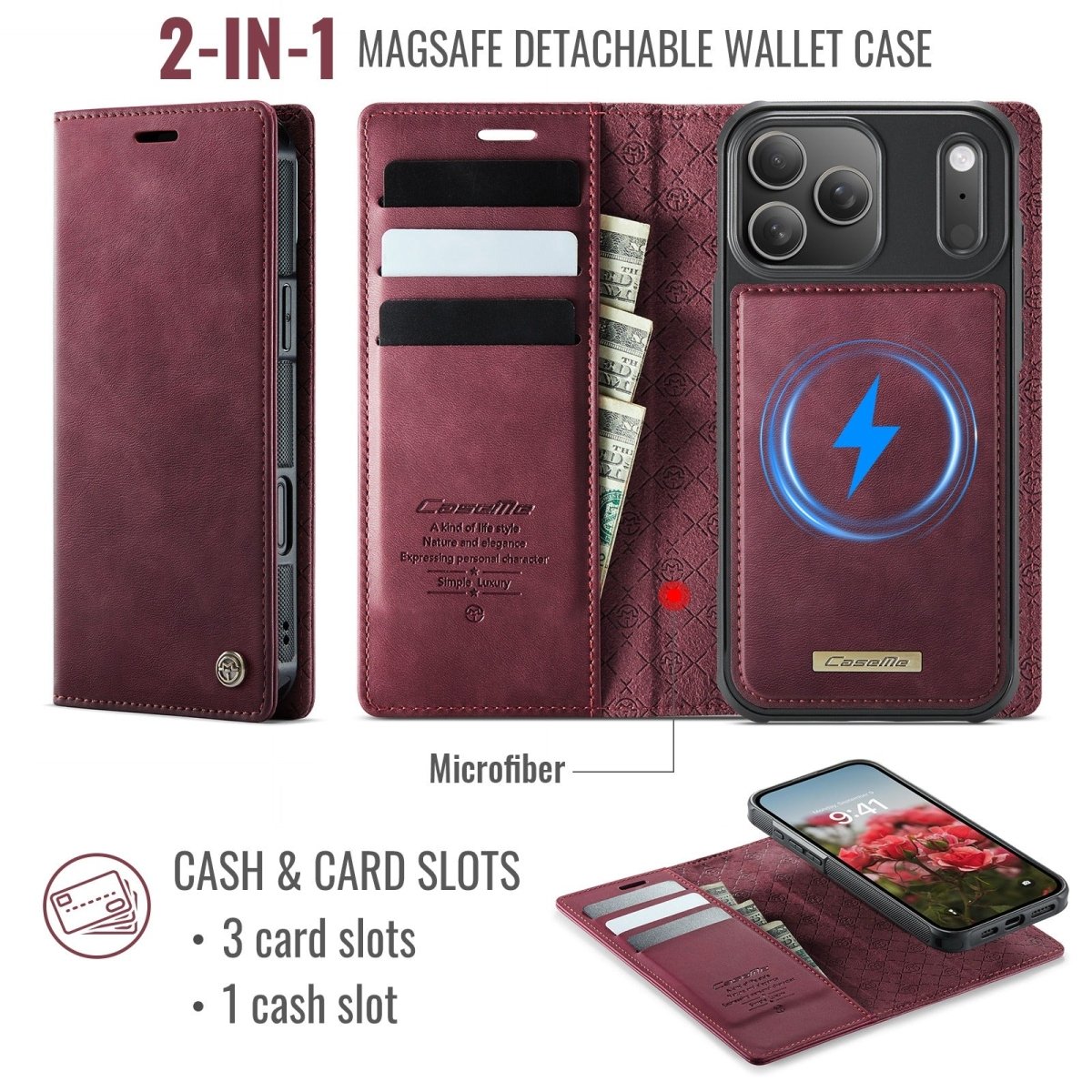 RFID Detachable Leather Card Holder Phone Case