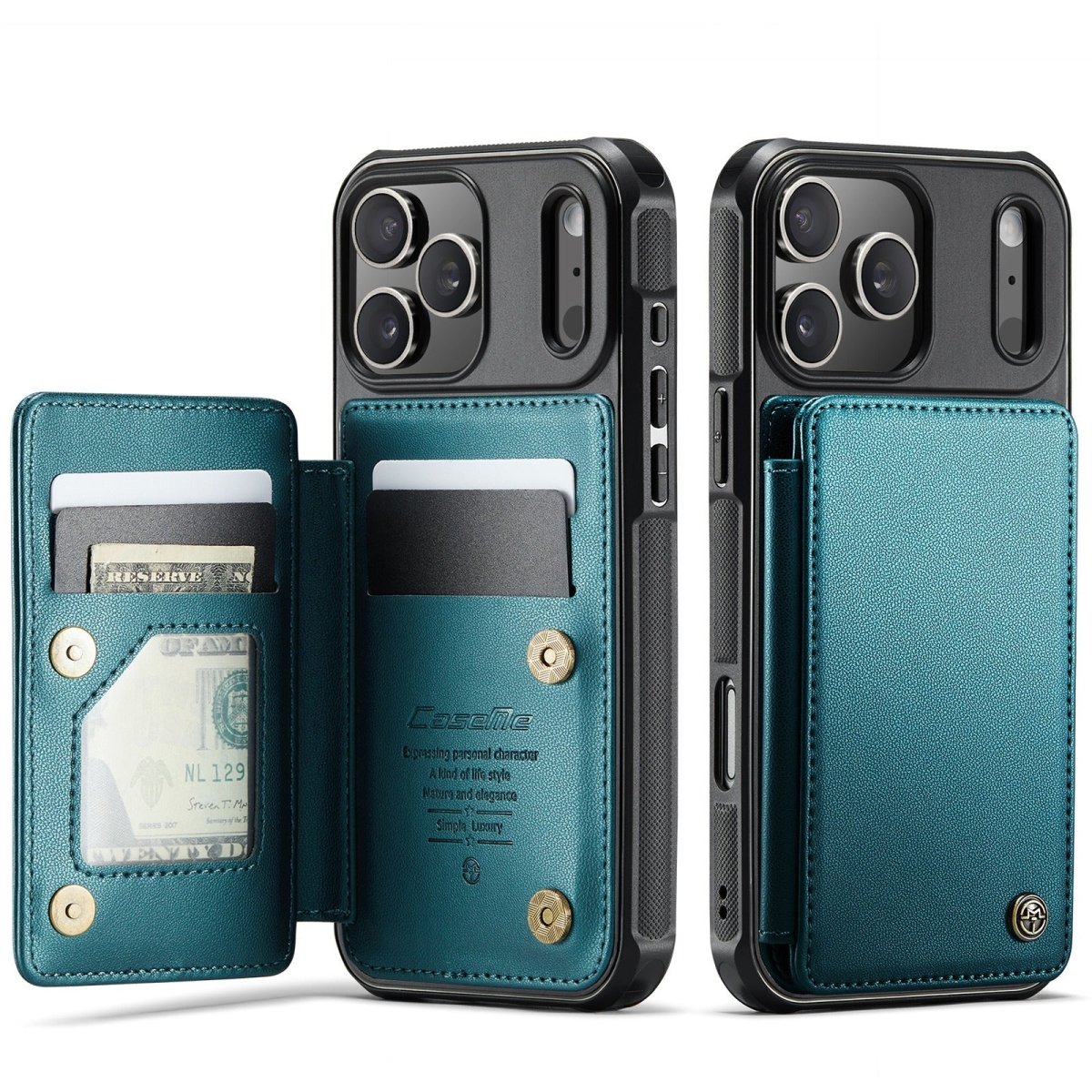 RFID Flip Leather Wallet Phone Case - Teal