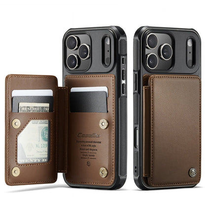 RFID Flip Leather Wallet Phone Case - Brown