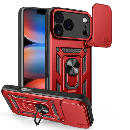 Magnetic Shockproof Phone Case With Camera Cover - Red