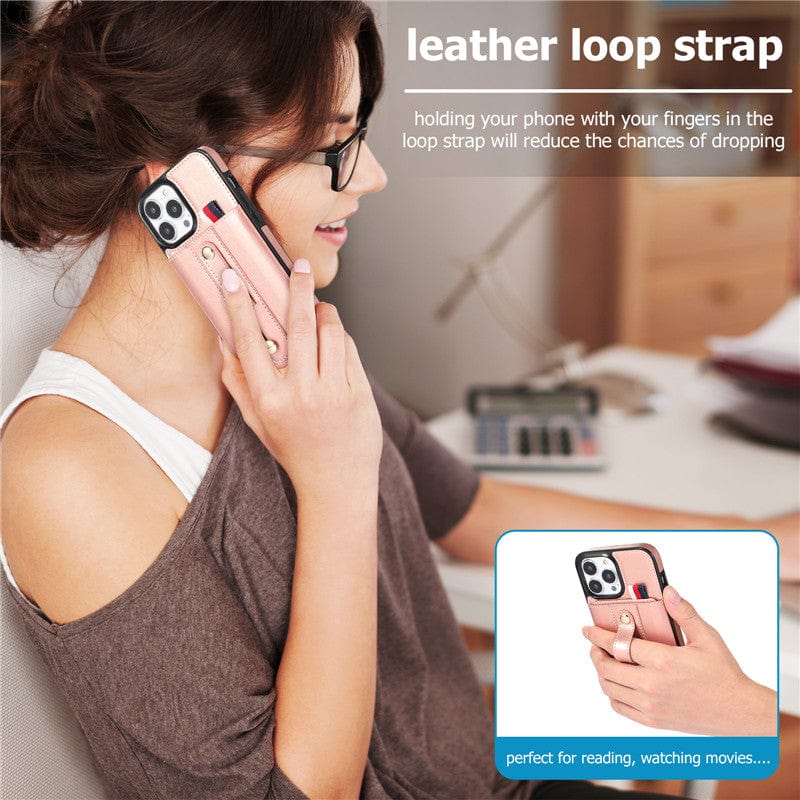 Leather Card Holder Phone Case With Kickstand