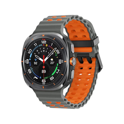 Rugged 2 Tone Sports Watch Band For Samsung Watch 7 Ultra - Space Gray - Orange