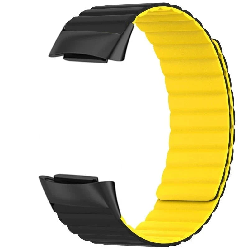 Magnetic Silicone Band For Fitbit Charge - Black Yellow