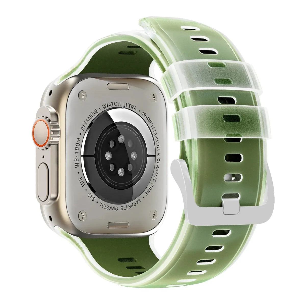 Transparent Silicone Watch Band - Army Green