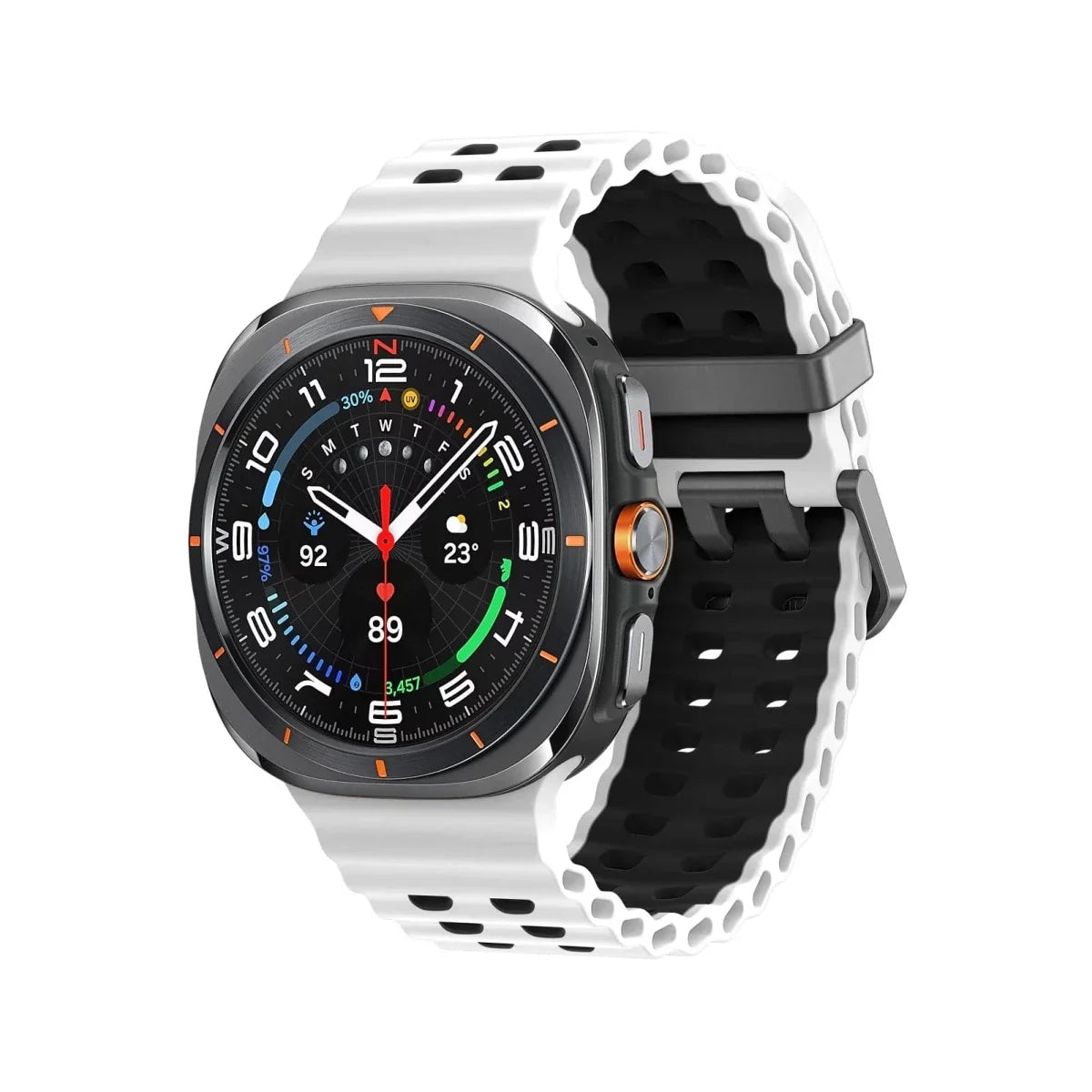 Rugged 2 Tone Sports Watch Band For Samsung Watch 7 Ultra - White - Black
