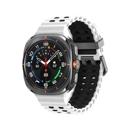 Rugged 2 Tone Sports Watch Band For Samsung Watch 7 Ultra - White - Black