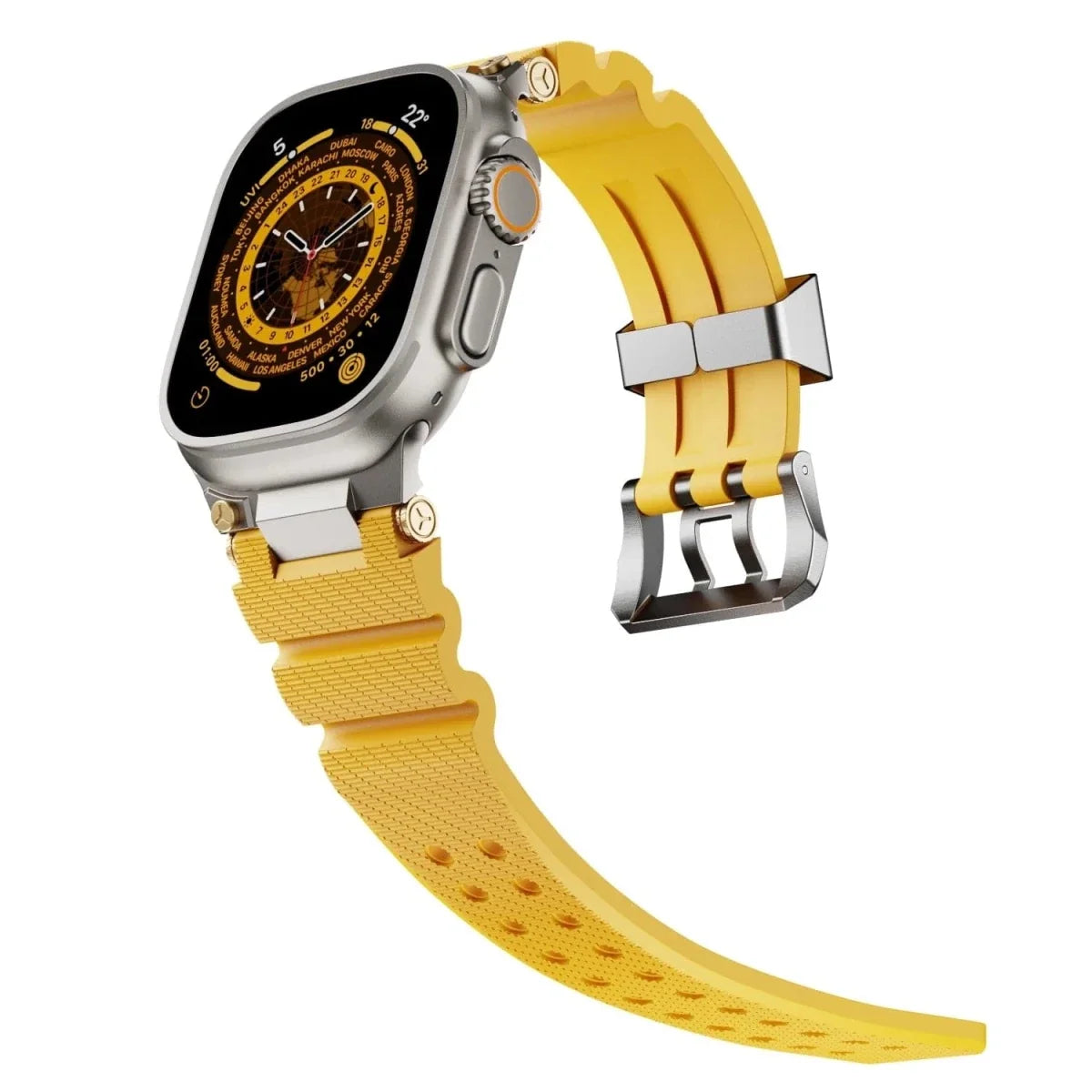Mens Watch Band - Yellow - Silver
