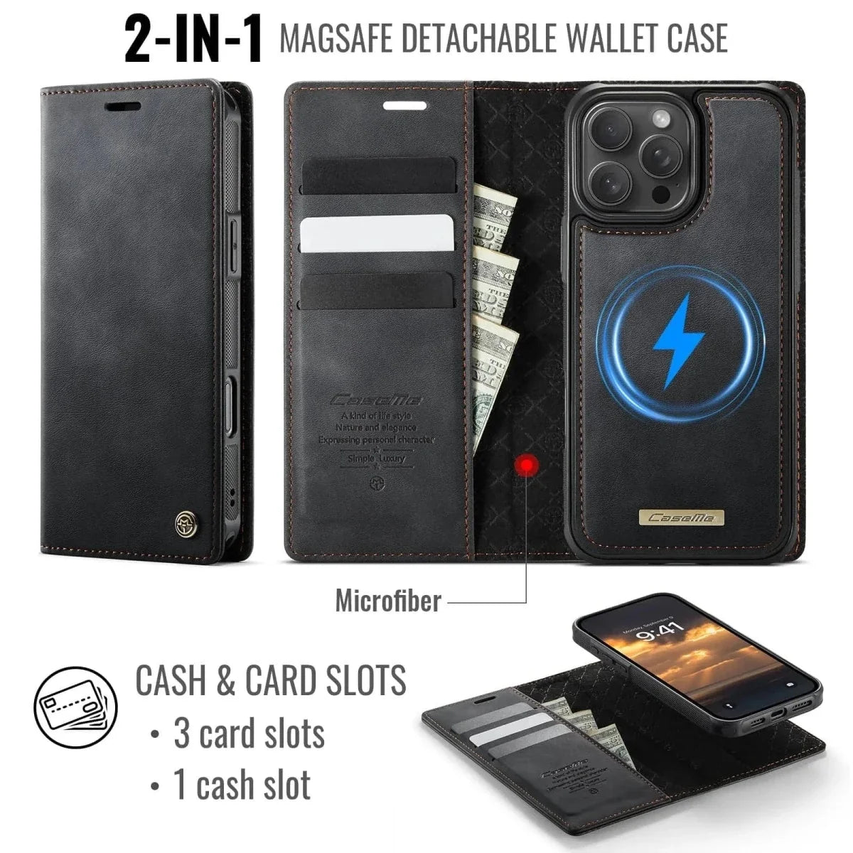 RFID Detachable Leather Card Holder Phone Case