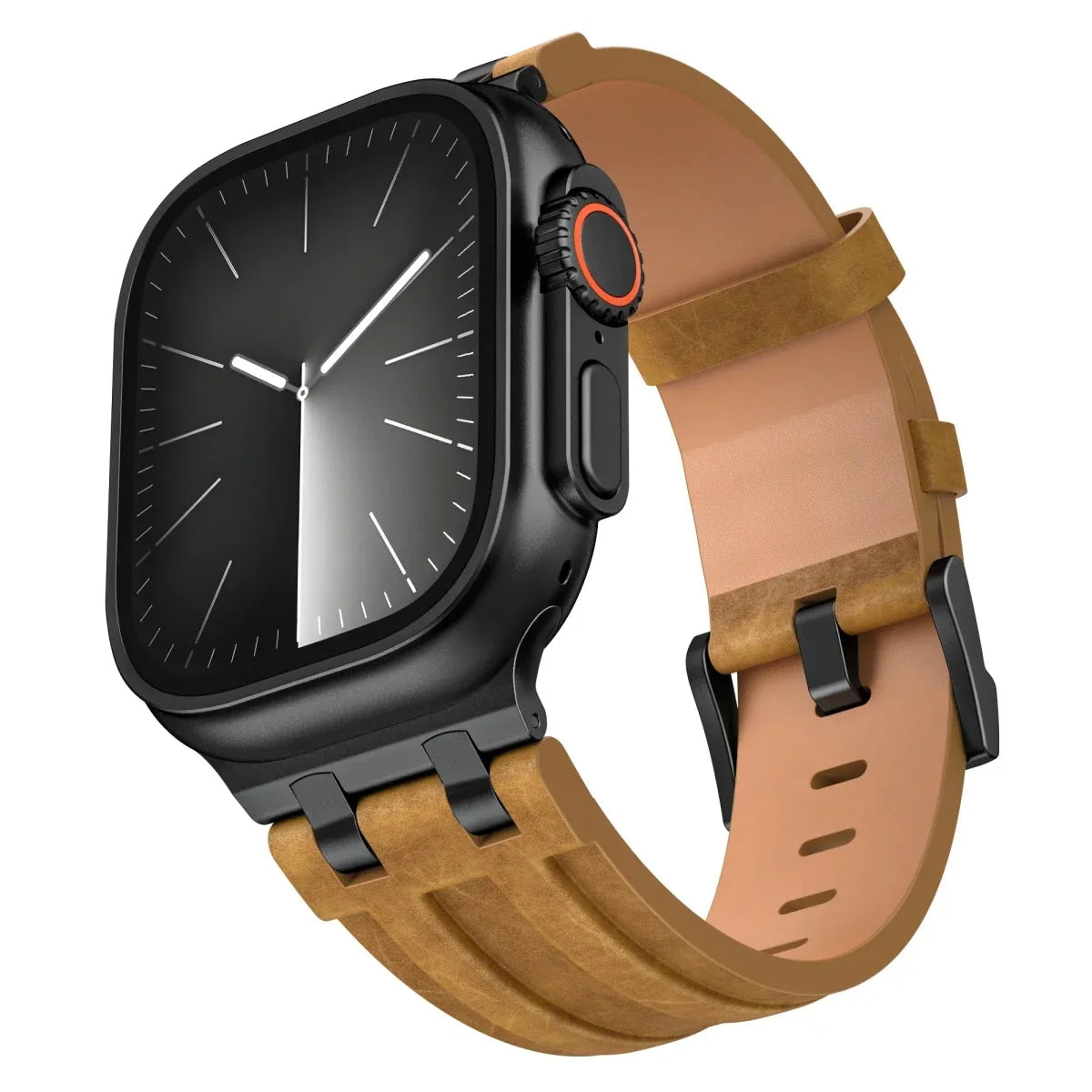 Brushed Leather Watch Band - Brown-Black