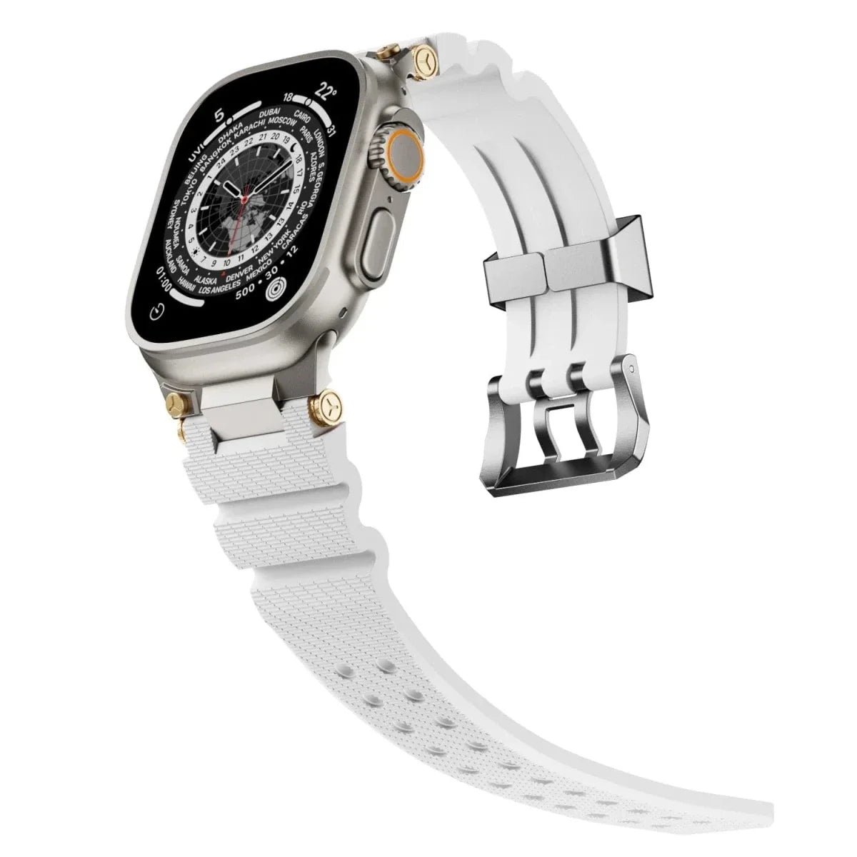 Mens Watch Band - White - Silver