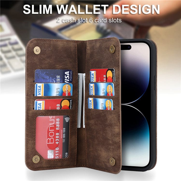Leather Wallet Phone Case With Magnetic Charging