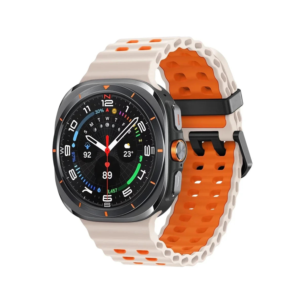 Rugged 2 Tone Sports Watch Band For Samsung Watch 7 Ultra - Starlight - Orange