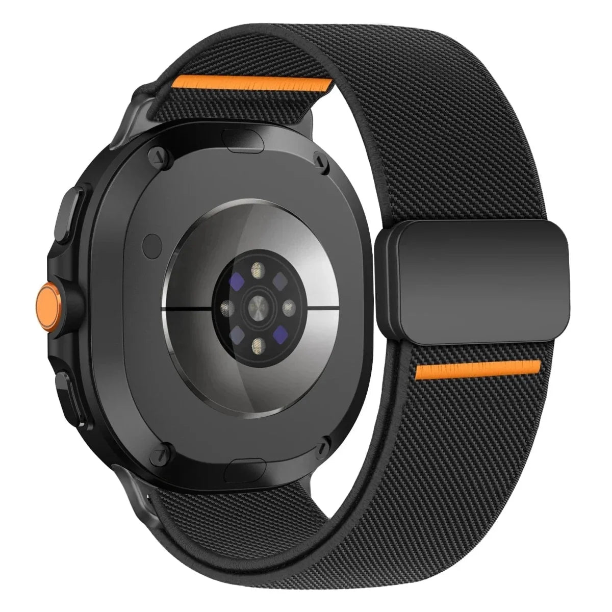 Magnetic Nylon Sports Band For Samsung Watch 8 - Black-Orange