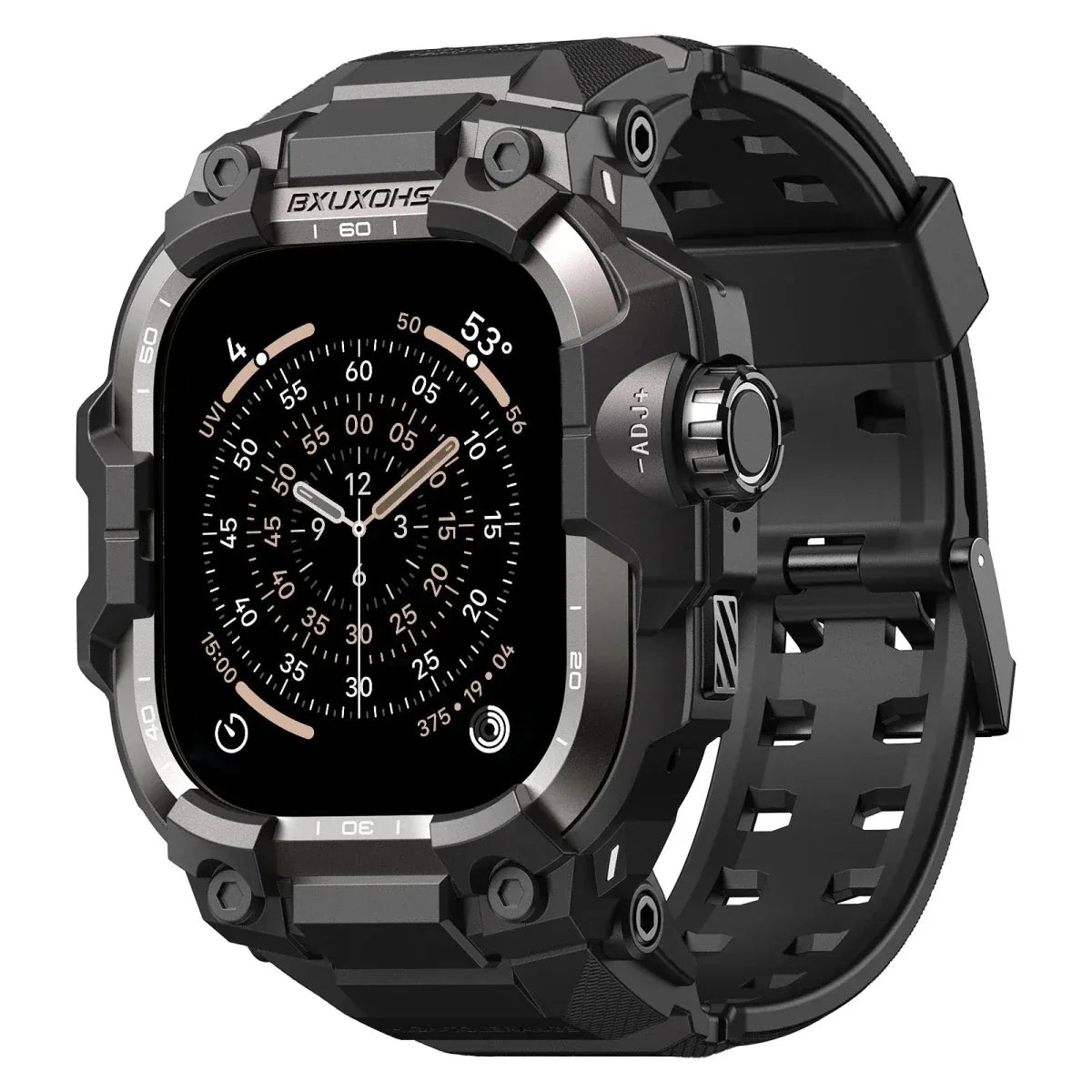 Tactical Watch Band With Built In Case - Black Titanium