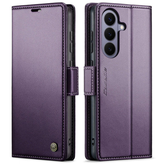 RFID Leather Card Holder Case For Samsung Galaxy - Purple