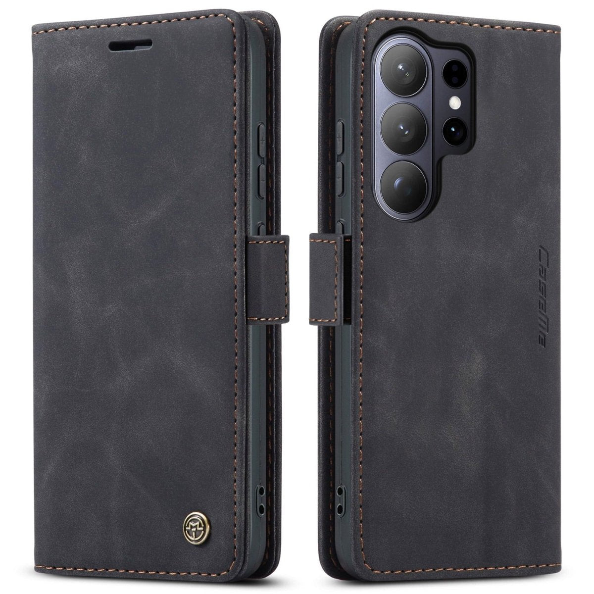 Slim Magnetic Leather Case For Samsung Galaxy - Black