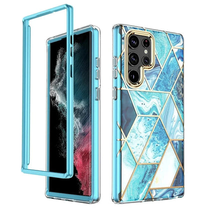 Marble Geometric Case For Samsung Galaxy - Blue