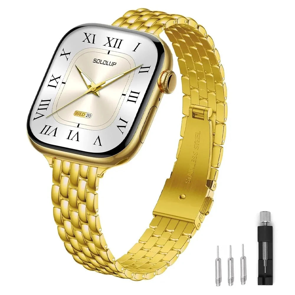 Classic Link Slim Stainless Steel Watch Band - Gold