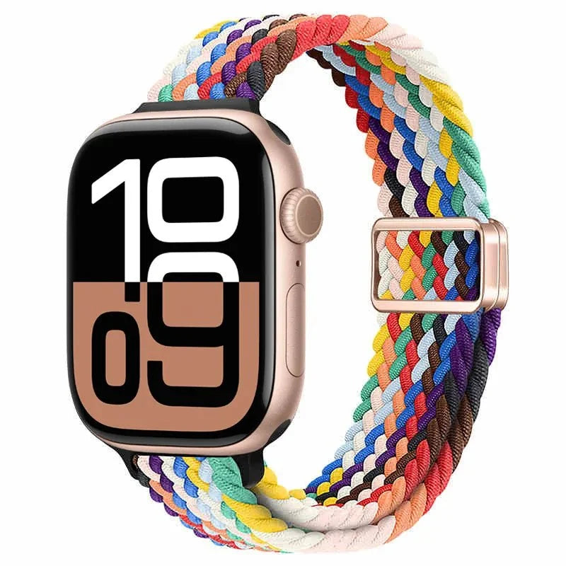 Slim Braided Magnetic Sports Watch Band - Rainbow 1