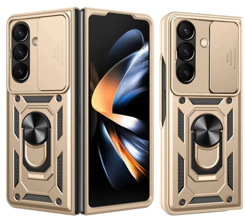 Magnetic Shockproof Case With Camera Cover For Samsung Z Fold - Gold