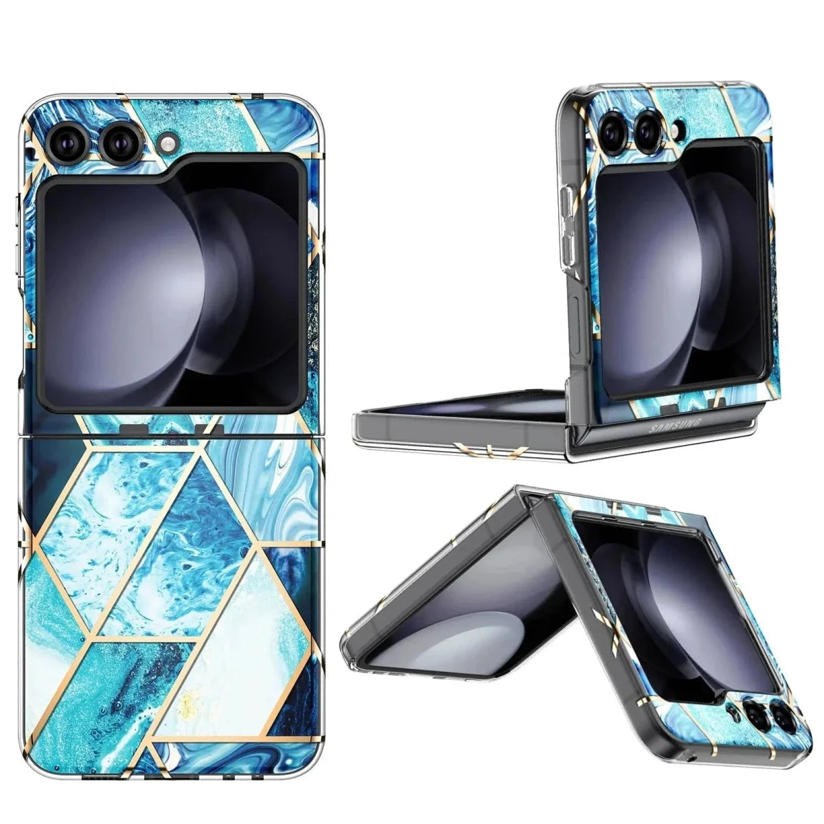 Marble Geometric Case For Samsung Flip